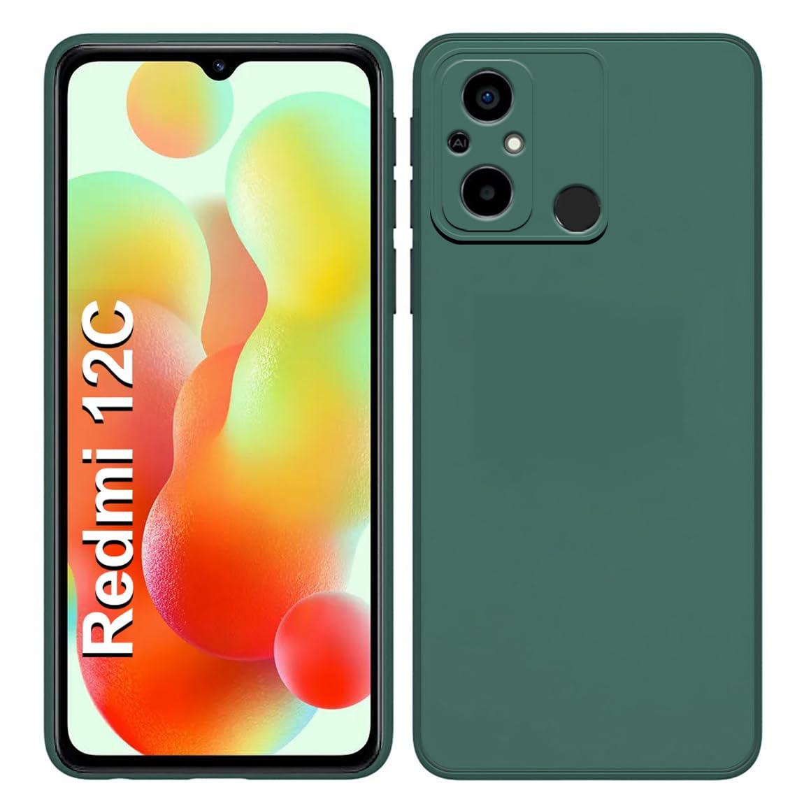 Силіконовий чохол із мікрофіброю для Xiaomi Redmi 12C зелений тонкий матовий