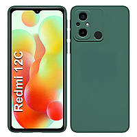 Силіконовий чохол із мікрофіброю для Xiaomi Redmi 12C зелений тонкий матовий
