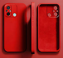 Силіконовий чохол із мікрофіброю для Xiaomi Redmi 12C червоний тонкий матовий