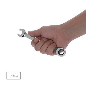 Ключ комбінований з тріскачкою 14мм Cr-V; PROF DIN3113 INTERTOOL XT-1354, фото 3