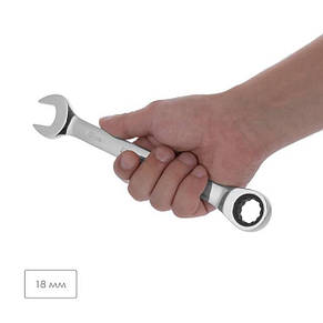 Ключ комбінований з тріскачкою 18мм Cr-V; PROF DIN3113 INTERTOOL XT-1358, фото 3