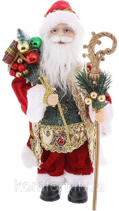 Новорічна фігура "Санта Клаус з Подарунками" 30см, червоний із зеленим