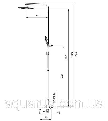 Душова колона зі змішувачем KOER KB-56009-01 (Колір хром) (KR3506), фото 3