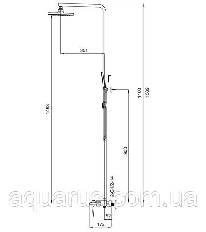 Душова колона зі змішувачем водоспад KOER KB-58007-05 (Колір чорний) (KR3463), фото 3