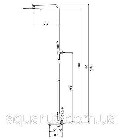 Душова колона зі змішувачем KOER KB-56010-05 (Колір чорний) (KR3495), фото 3