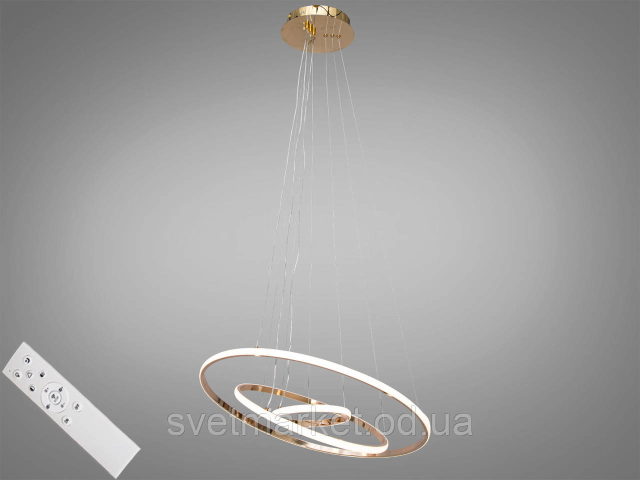 Люстра потрійні кільця з димером MD9079-3AG-600+400+200 dimmer, фото 1