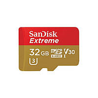 Карта памяти MicroSDHC (UHS-1 U3) SanDisk Extreme Action A1 32Gb class 10 V30 (R100MB/s, 667x) (adapter SD)