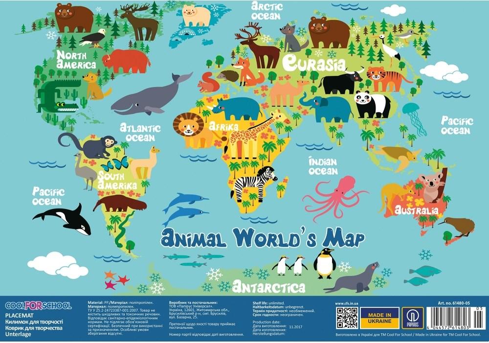 Підкладка настільна 27х38,5 см Animal World's Map