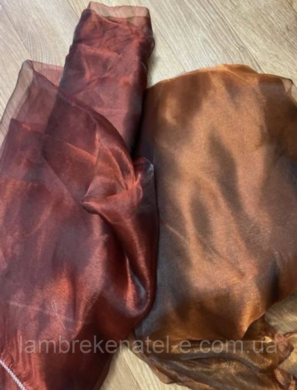 Тюль вуаль бордового та теракотового кольору