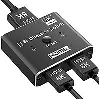 8K HDMI Світч + Розгалужувач двосторонній Bi-Direction Switch на 2 канали Addap HVS-11 | 2в1: перемикач + комутатор