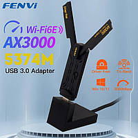 Сетевой адаптер 6-го поколения AX3000 WiFi 6E USB-адаптер FENVI, трехдиапазонный 2,4G/5G/6 ГГц