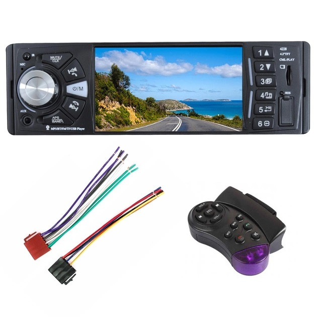 Автомагнітола 4228 ISO — екран 4,1" + DIVX + MP3 + USB + SD + Bluetooth