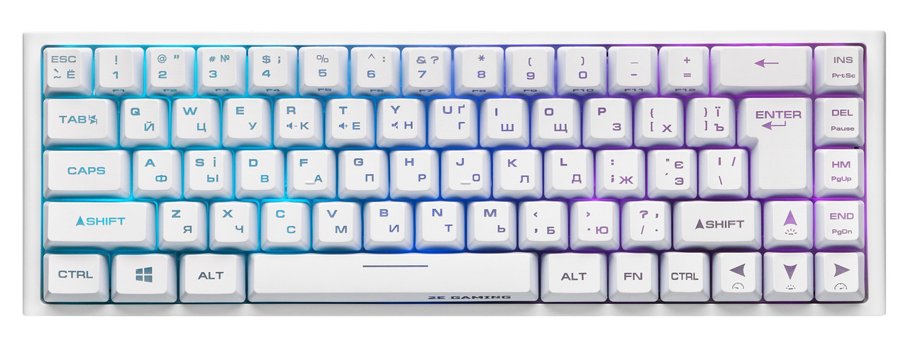 Клавіатура 2E GAMING KG360 RGB 68key WL White UKR, фото 1