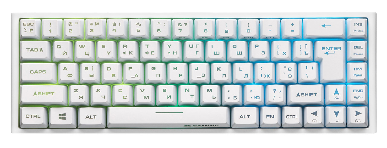 Клавіатура 2E GAMING KG350 RGB 68key USB White UKR, фото 1