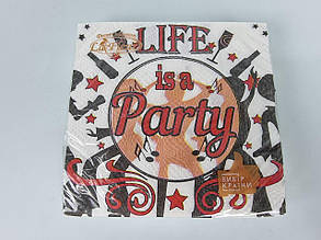 Паперова двошарова серветка (ЗЗДЗЗ, 16 шт.) La Fleur "Party" 1045 (1 пачка)