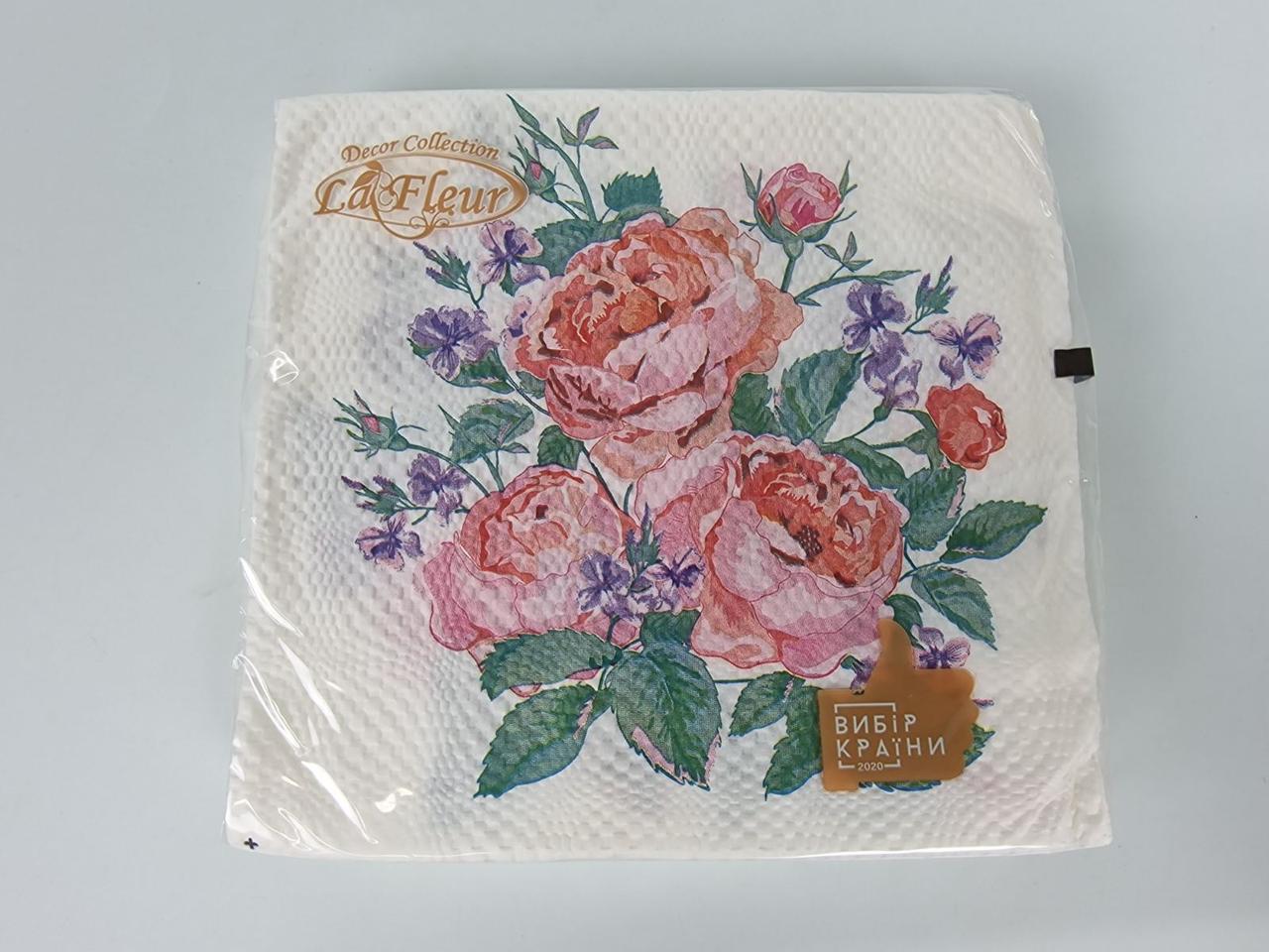 Двошарова квіткова серветка (ЗЗХЗЗ, 16 шт.) La Fleur Ніжна композиція 500 (1 пачка), фото 1