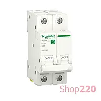 Автоматический выключатель 63А, 2 полюса, уставка В, Resi9 R9F02263 Schneider Electric