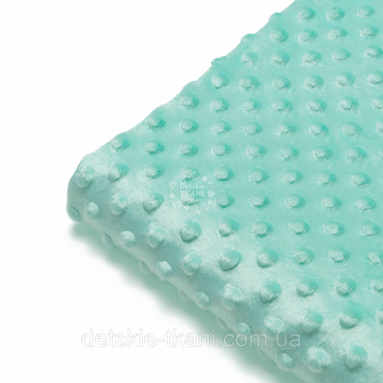 Відріз плюшу minky 100*80 см м'ятного кольору, щільність 280 г/м2, фото 1