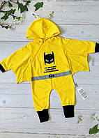 Ромпер желтый с принтом Бэтмен для новорожденного мальчика