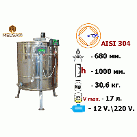 Медогонка 4-х рамочная поворотная нержавеющая AISI 304 на подставке из эл. приводом 220/12 В