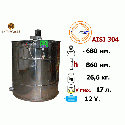 Медогонка 4-х рамкова поворотна, нержавіюча AISI 304 з електроприводом 12 В