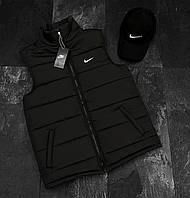 Жилетка черная Nike Осенняя жилетка найк Фирменная черная жилетка Мужская жилетка nike Женская жилетка Найк L