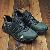 Чоловічі шкіряні кросівки Adidas осінні хакі, М'які Молодіжні Кросівки під джинси для чоловіків натуральна шкіра топ *386 ч/з*, фото 4