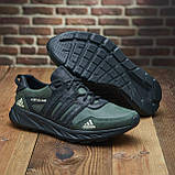 Чоловічі шкіряні кросівки Adidas осінні хакі, М'які Молодіжні Кросівки під джинси для чоловіків натуральна шкіра топ *386 ч/з*, фото 6