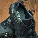 Чоловічі шкіряні кросівки Adidas осінні хакі, М'які Молодіжні Кросівки під джинси для чоловіків натуральна шкіра топ *386 ч/з*, фото 8