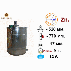 Медогонка 3-х рамкова неповоротна Zn без підставки ел. приводом 12 В