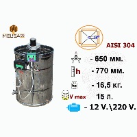 Медогонка 4-х рамочная неповоротная нержавеющая AISI 304 с электроприводом 12/220В