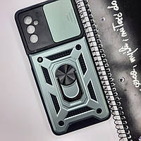 Чохол для Samsung Galaxy M52 / самсунг M52 протиударний бампер з захисною шторкою для камери і кільцем тримачем (Зелений)