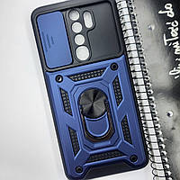 Протиударний чохол зі шторокою та кільцем для Xiaomi Redmi Note 8 Pro (синій) / на редмі нот 8 про