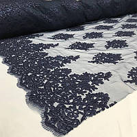 Гіпюр на Сітці Темно-Синій