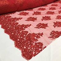 Гіпюр на Сітці Червоний