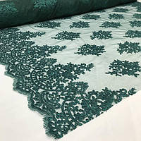 Гіпюр на Сітці Темно-Зелений