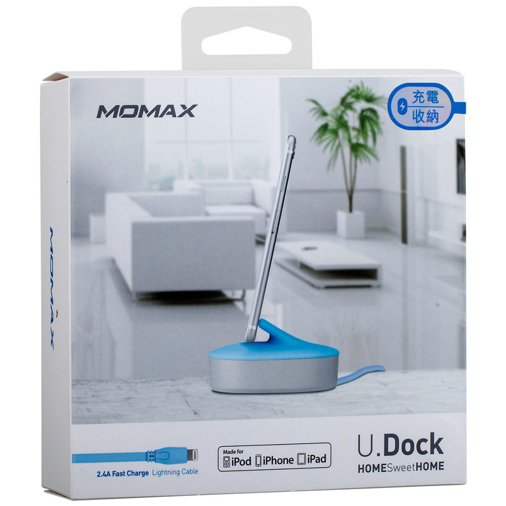 Док станция Momax (UD1LB) U.Dock Lightning to USB cable (1m) Docking station Blue - фото 1 - id-p1945386896