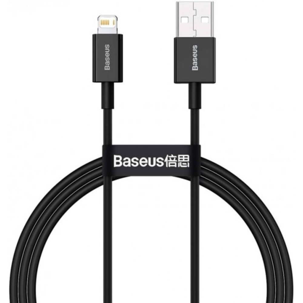Кабель usb Baseus (CALYS-A) Superior Series Fast Charging Data Cable USB to Lightning 2.4A 1m Black - фото 1 - id-p1945389907