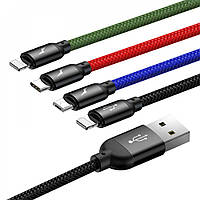 Кабель usb Baseus (CA1T4-A01) Fast 4-in-1 Cable For lightning(2) Type-C Micro 3.5A 1.2M Black