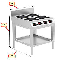 Плита індукційна професійна, промислова 4 комфорки 14 кВт (4*3,5 кВт) 9 рівнів