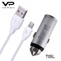 АЗУ Veron T05L QC3.0 Metal Car Charger Set (Lightning) -3A