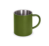 Чашка металлическая с двойными стенками 300 мл "Soldier" лазерная гравировка логотипа Зеленый