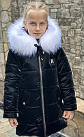 Зимнее пальто-куртока на девочку модель 2 черный 110
