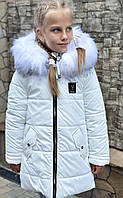 Зимнее пальто-куртока на девочку модель 2 белый 110