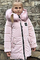 Зимнее пальто-куртока на девочку модель 2 светлая пудра 110
