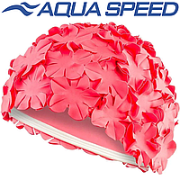 Шапочка для плавания женская шапочка для бассейна латекс Aqua Speed BLOOM коралловая