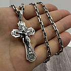 Срібний комплект якірний ланцюжок та хрест із розп`яттям комплект із чорнінням 925 проби, фото 2