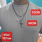 Срібний комплект якірний ланцюжок та хрест із розп`яттям комплект із чорнінням 925 проби, фото 4