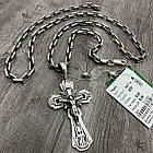 Срібний комплект якірний ланцюжок та хрест із розп`яттям комплект із чорнінням 925 проби, фото 5
