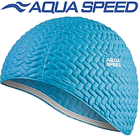 Шапочка для плавания женская шапочка для бассейна латекс Aqua Speed BOMBASTIC TIC-TAC голубая